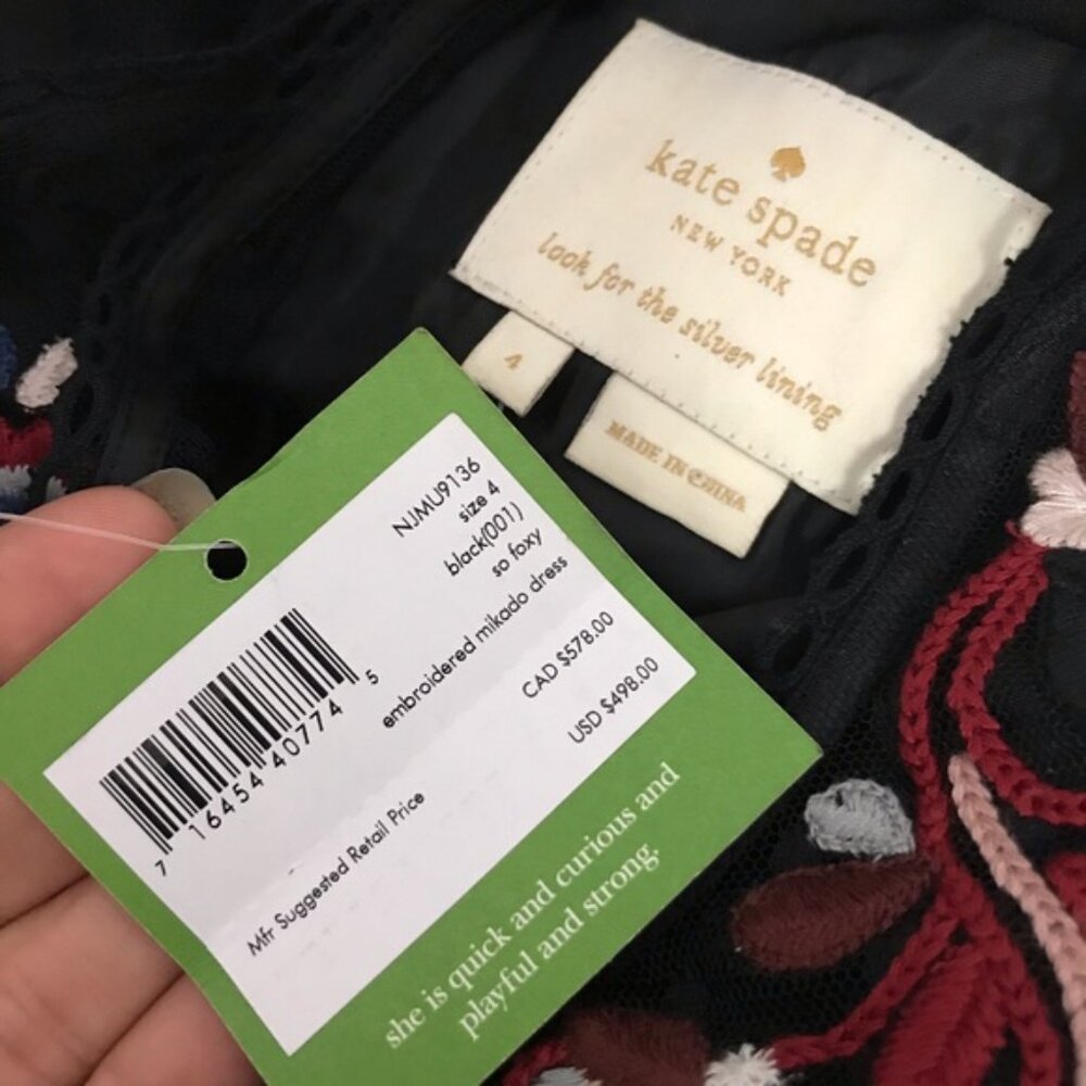 Kate Spade embroidered mikado dress - Picture 2 of 8